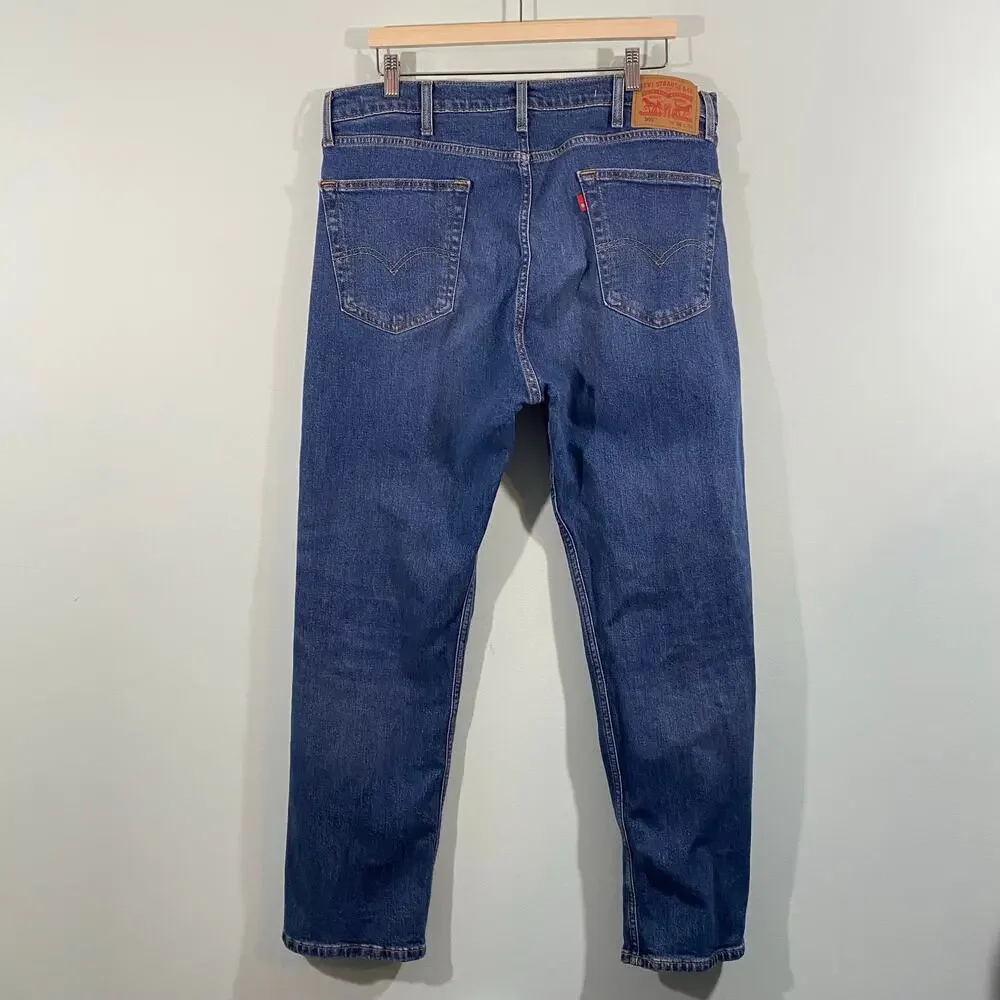 Levi's Men Blue Medium Wash 505 Regular Fit Straight Leg Jeans Size 38 x 32